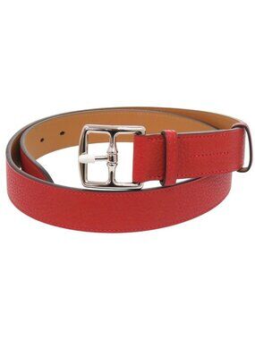 Hermes Etriviere Leather Red Silver Belt